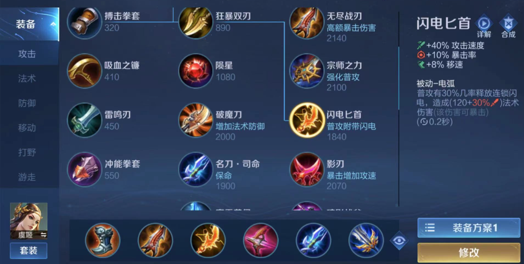 王者荣耀虞姬平a怎么出装